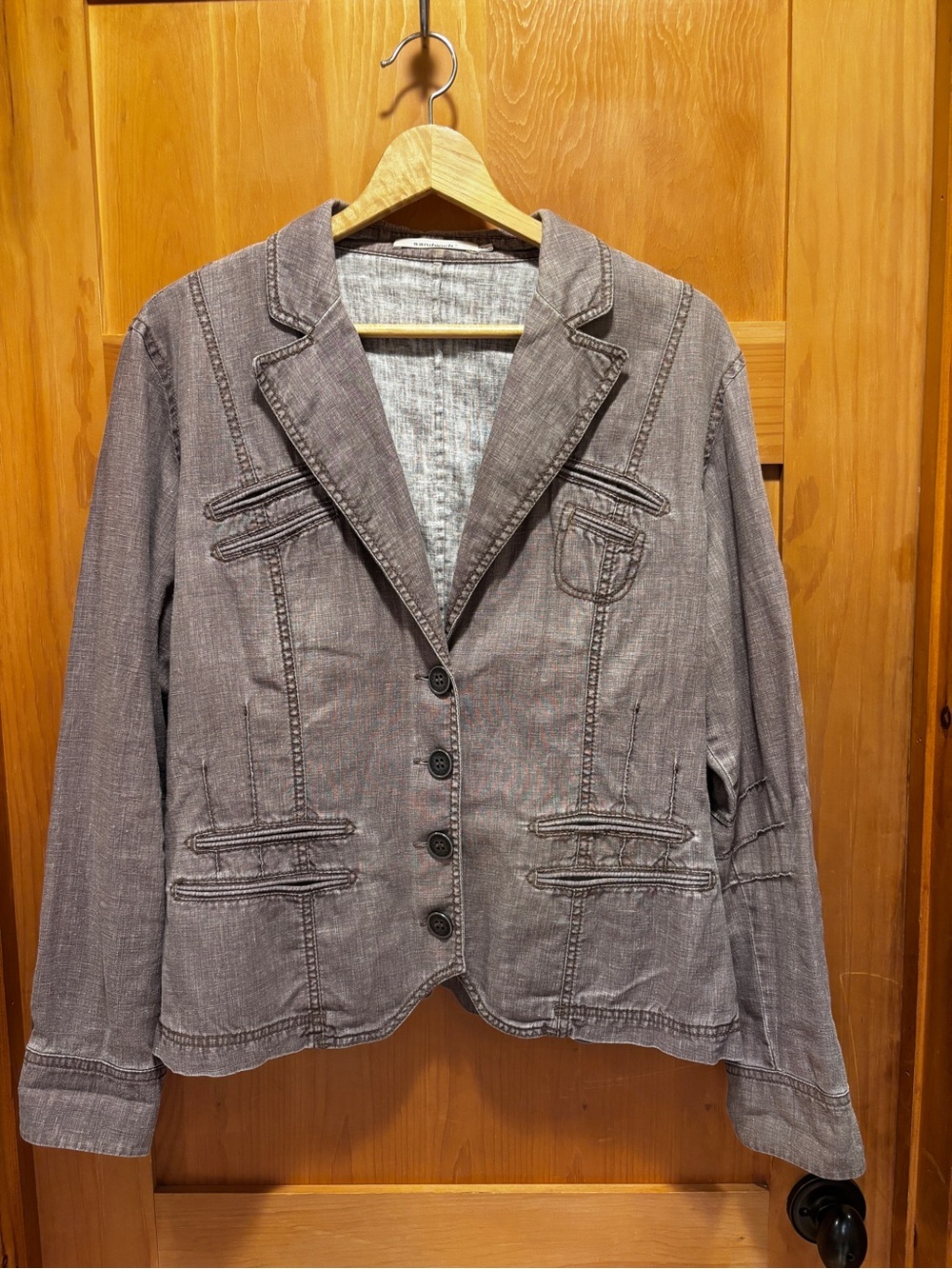 Sandwich_ Linen Blend Tailored Blazer Jacket Taupe Brown EU 44 (12) Boho Chic